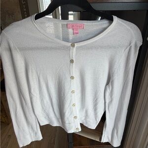 Lilly Pulitzer White Button-Front Cropped Cardigan